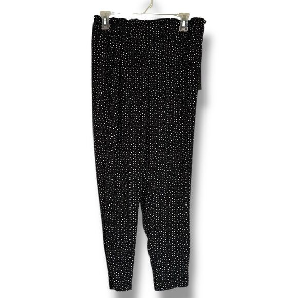 One By Chapter One Jogger Black Dotted Capri Pull On Pants S NWT - Picture 1 of 9